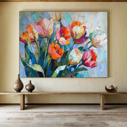 Colorful, textured painting of a bouquet of tulips CT1662