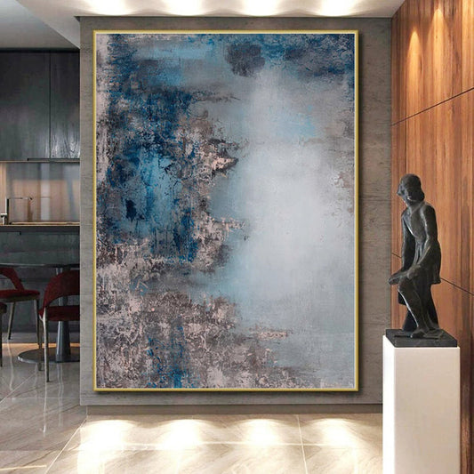 “Blue Gray Mists” - Abstract Painting with Blue, Gray, Muted Tones CT0021