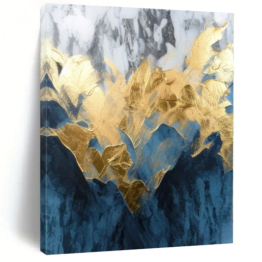“Blue - Gold Marble Majesty” Abstract Acrylic Art CT0285
