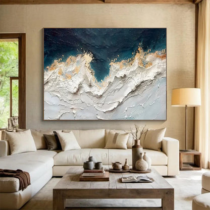 “Textured Ocean Waves” – Impasto Coastal Acrylic Painting CT1749