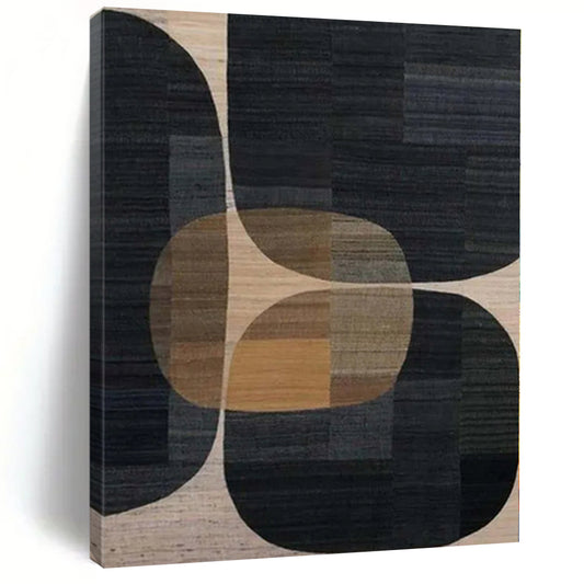 “Black - Brown - Beige Geometric” Acrylic Painting CT0162