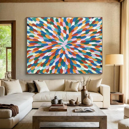 Colorful Petal - Shaped “Vibrant Floral Burst” Painting On Canvas DKH121