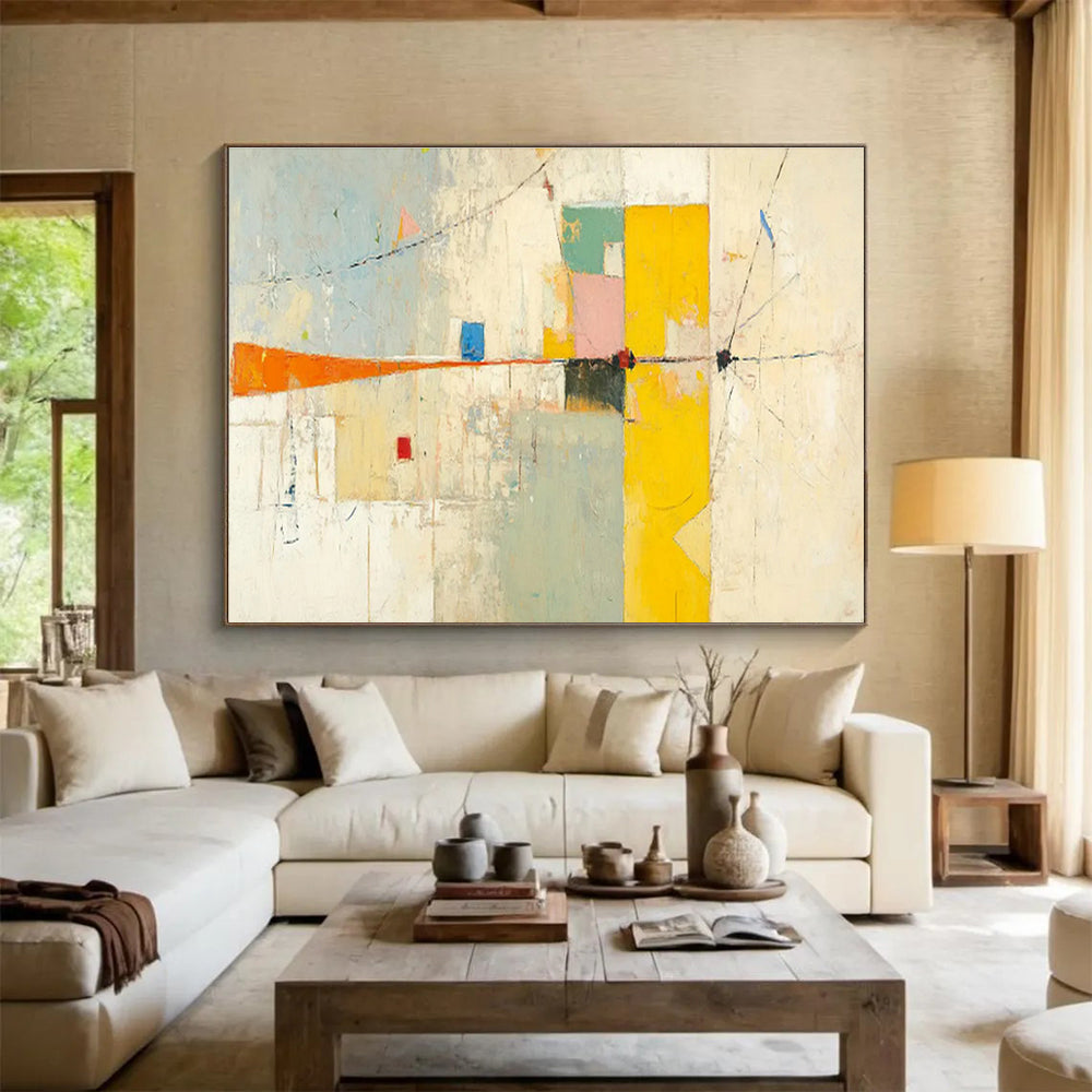 Colorful Abstract Composition - Abstract Cubist - Inspired Painting On Canvas DKH614