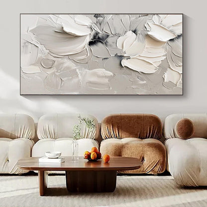 3D White Florals in Relief - Impasto Floral Acrylic CT1289