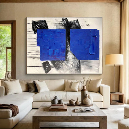 “Textured Blue Squares” Abstract Acrylic Art CT0330