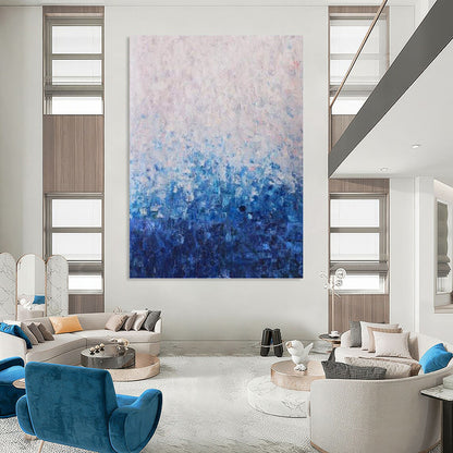 Blue and White Gradient Abstract - Minimalist Abstract Painting On Canvas DKH1350
