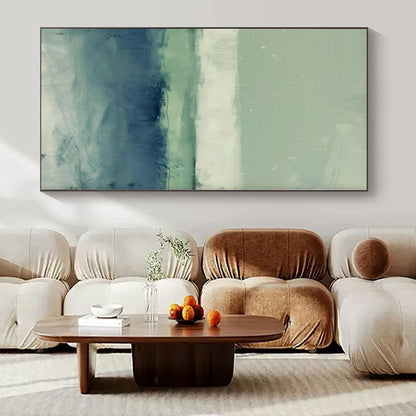 Green - White - Blue Layered Landscape - Abstract Landscape Acrylic Painting CT1378