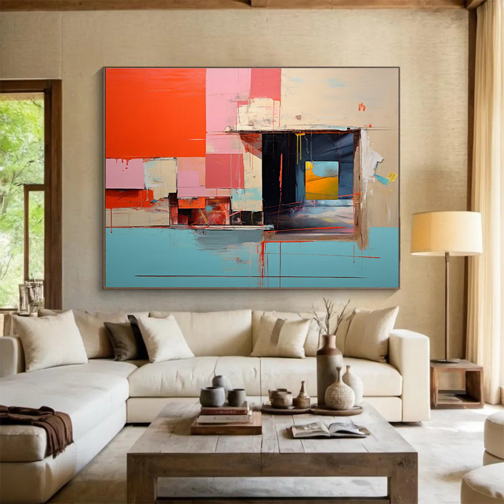 Abstract Architectural Forms - Abstract Architectural Painting On Canvas DKH640