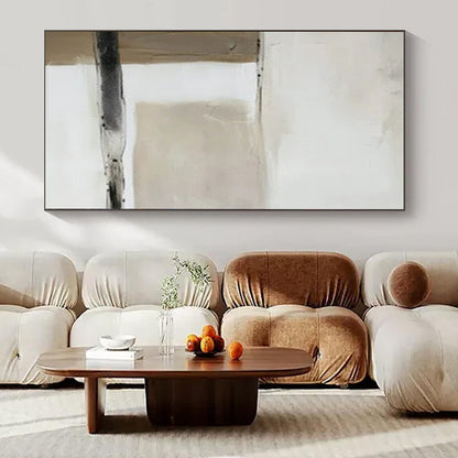Beige & Black Minimalist Blocks - "Quiet Divides" - Abstract Minimalist Painting CT1477