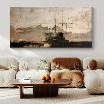 Brown and Gray Grid - Like Marks - Abstract Acrylic Art CT1215