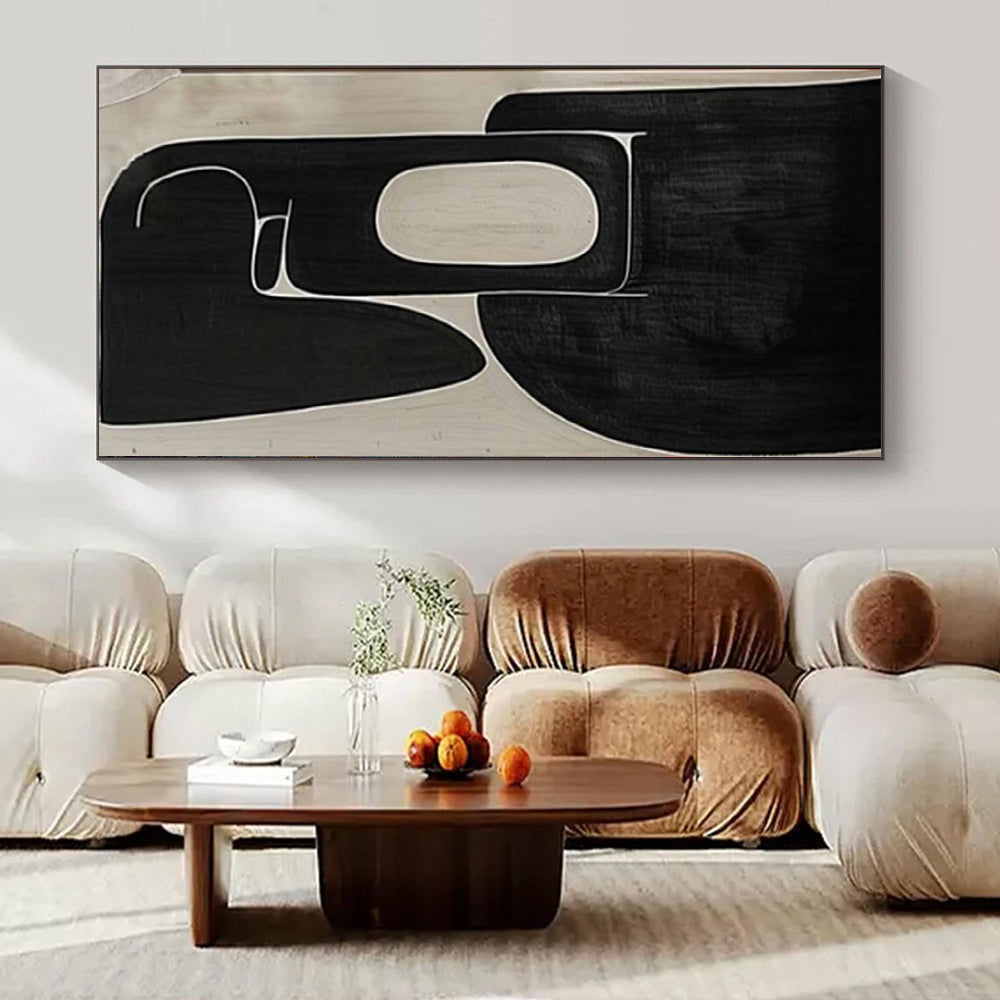 “Black - White Geometric Harmony” – Abstract Geometric Painting CT1074