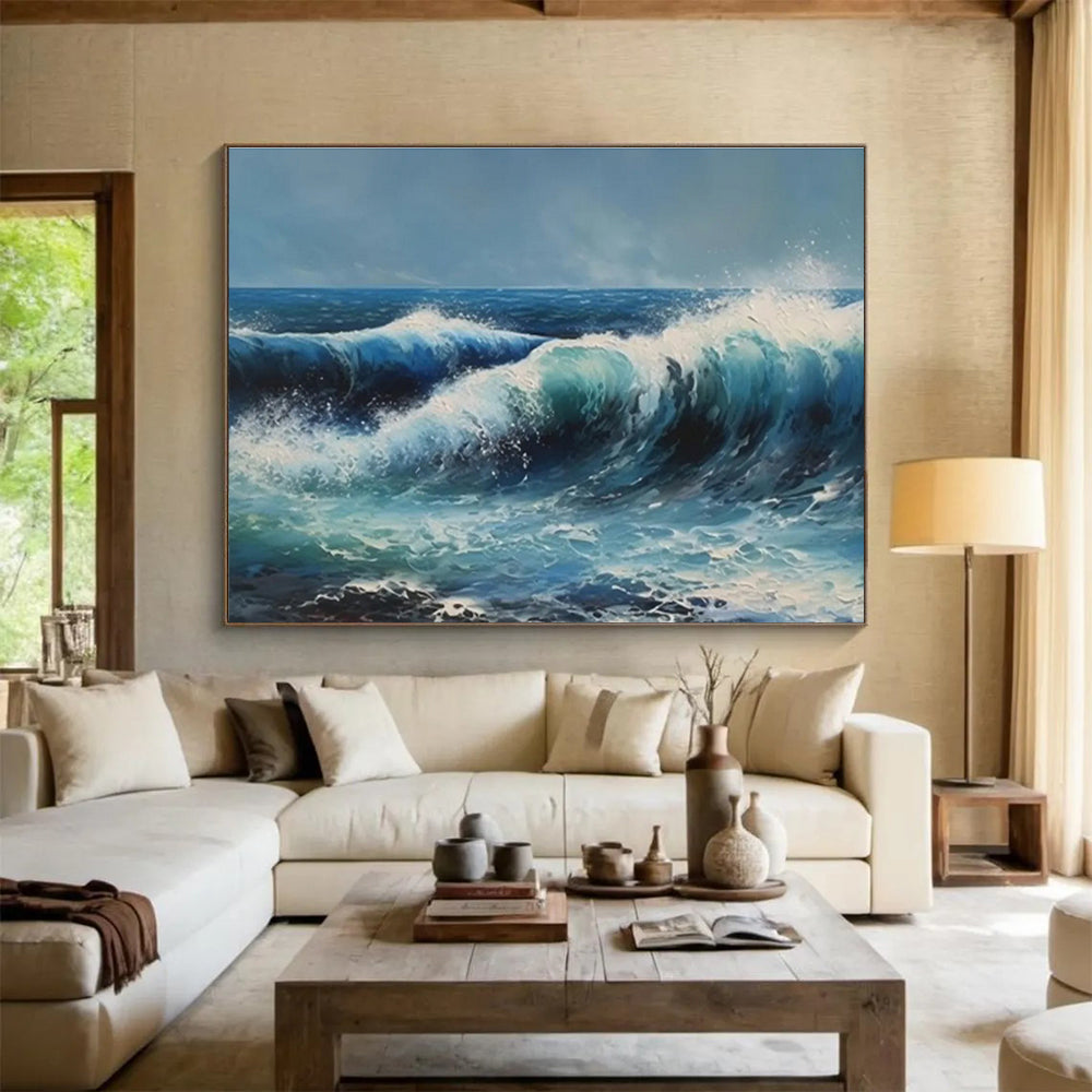 Dynamic Ocean Wave Painting On Canvas DKH324