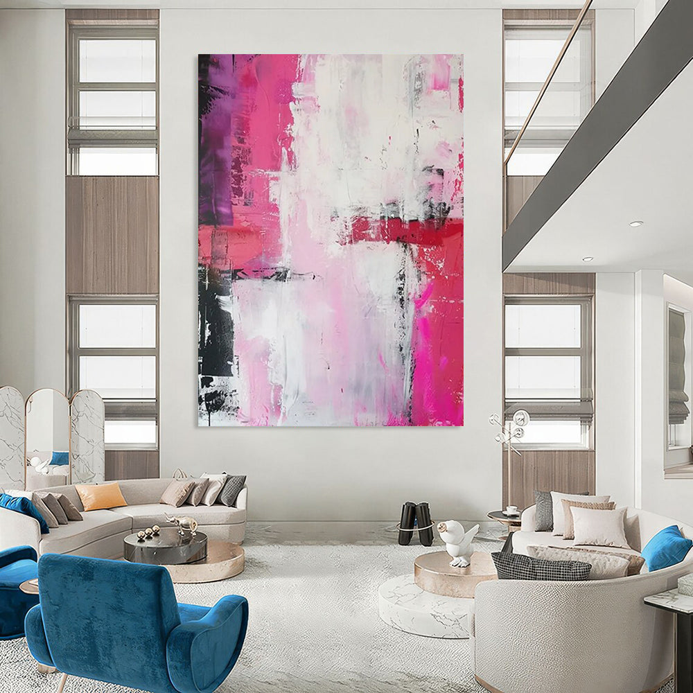 “Pink - Purple Abstract Textures” - Abstract Expressionist Painting On Canvas DTP114