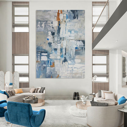 “Blue Abstract Composition” - Expressionist Painting On Canvas DTP028