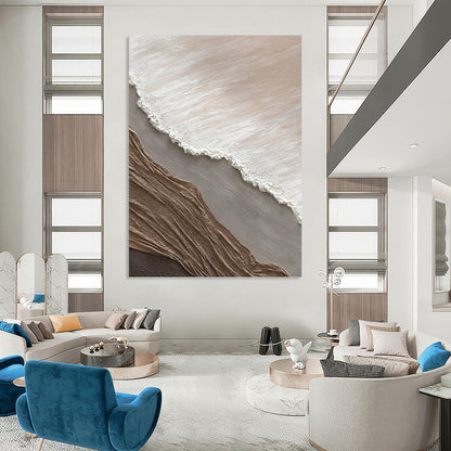 “Neutral Textured Layers” - Beige, White, Gray & Brown Minimalist Mixed - media Painting DKH1036