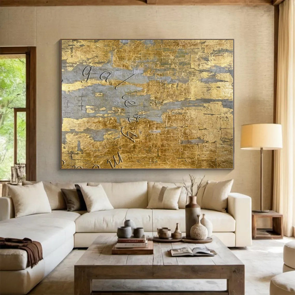 “Gold and Gray Texture” ，Textured Mixed - Media Art CT0888