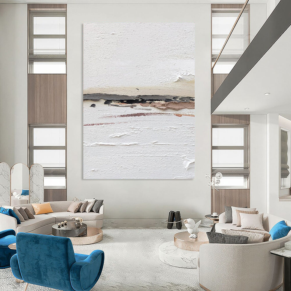 “White Textured Minimalism” - Subtle Abstract Painting On Canvas DKH1664