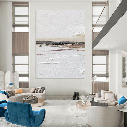 “White Textured Minimalism” - Subtle Abstract Painting On Canvas DKH1664