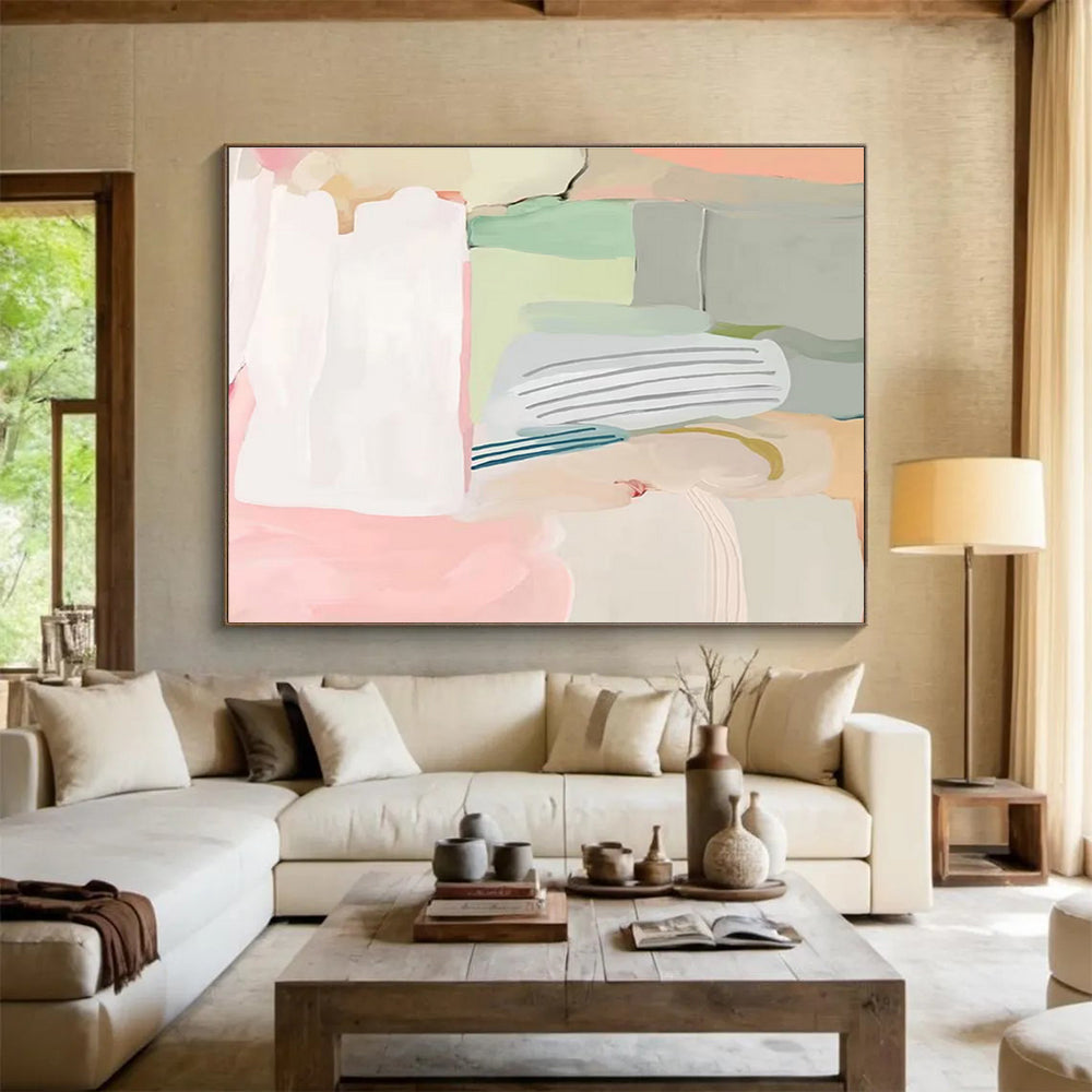 “Pastel Color Block Abstract” Abstract Acrylic Painting On Canvas DKH412