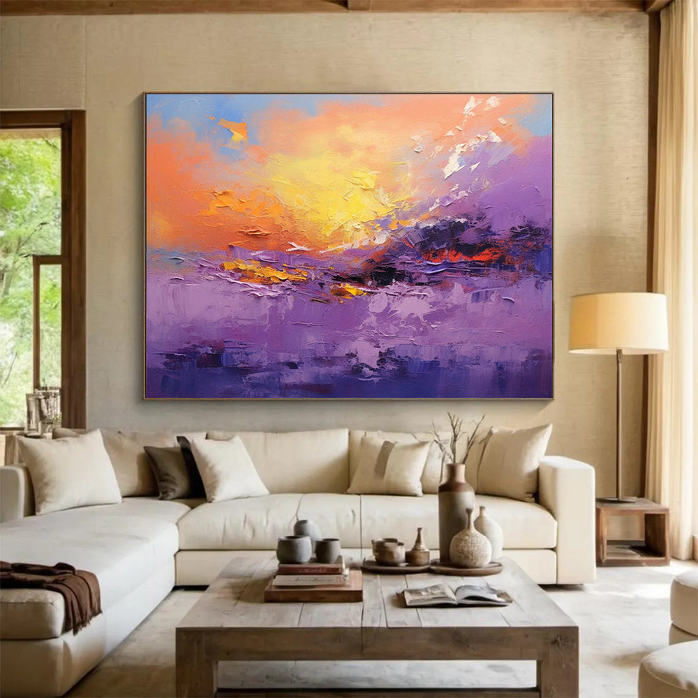 “Vibrant Sunset Landscape” Impressionistic Scenery Painting On Canvas DLZ084