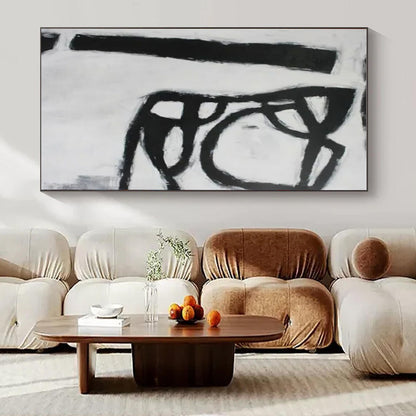Black - White Minimalist Forms - Minimalist Abstract Acrylic Painting CT1415