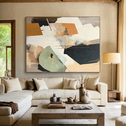 Geometric Collage - like Shapes, “Urban Patchwork” - Mixed - Media Abstract Painting CT0742