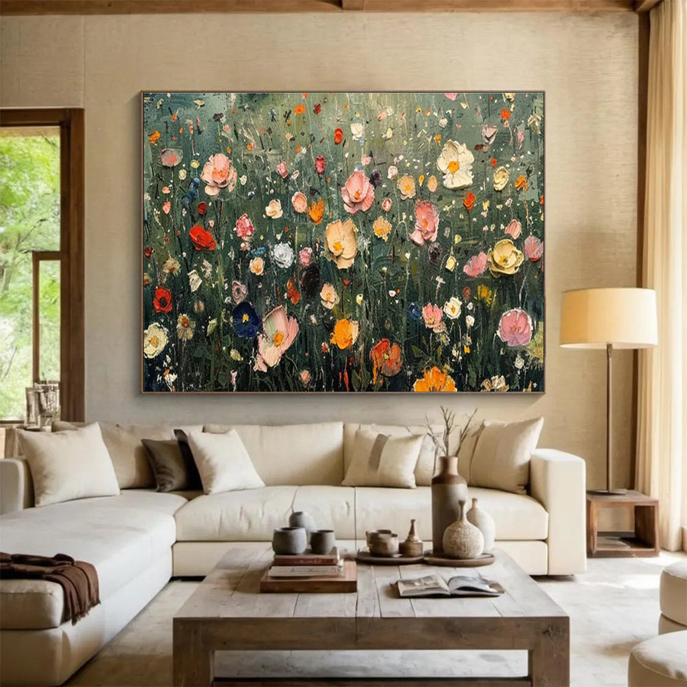 “Colorful Wildflower Meadow” - Lively Botanical Painting On Canvas DKH809
