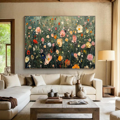 “Colorful Wildflower Meadow” - Lively Botanical Painting On Canvas DKH809