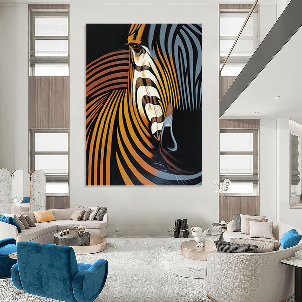 Abstract Zebra in Warm Tones - Wildlife Painting On Canvas DKH1447
