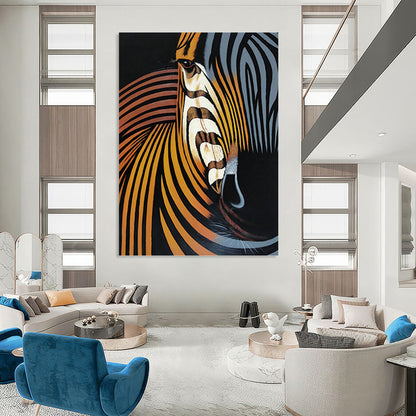 Abstract Zebra in Warm Tones - Wildlife Painting On Canvas DKH1447