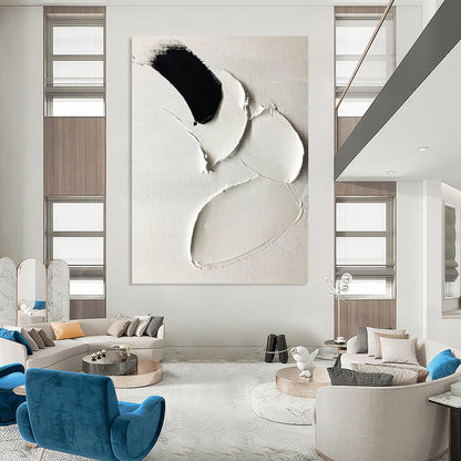 “Black & White Palette Knife” - Bold Minimalist Painting On Canvas DKH1665