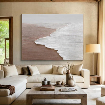 Minimalist Beach Scene - Abstract Landscape Painting On Canvas DLZ178