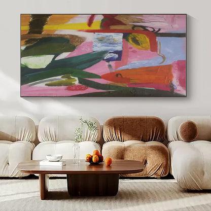 Pink - Purple - Orange Abstract Composition - Modern Abstract - Style Acrylic Painting CT1410