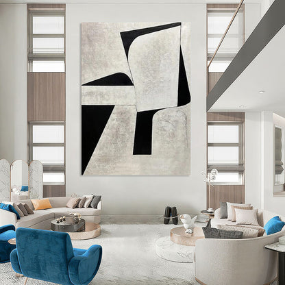 “Black and White Geometric - Modernist Vision” Painting On Canvas DKH1128