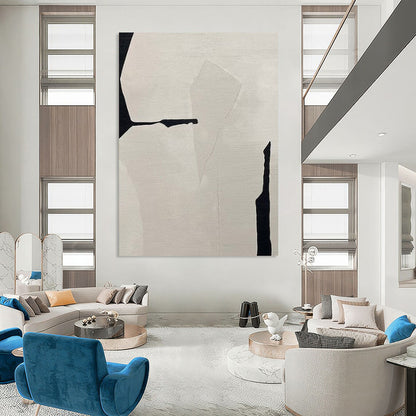 “Black & White Geometry 1” - Minimalist Abstract Painting On Canvas CT2248