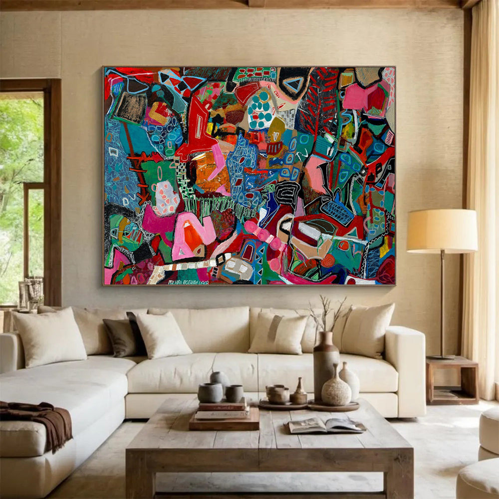 Vibrant Colorful Abstract - Abstract Expressionist Painting On Canvas DLZ242