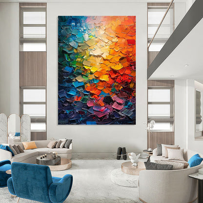 “Rainbow Palette Knife” - Colorful Abstract Palette Knife Textured Painting On Canvas DKH1555