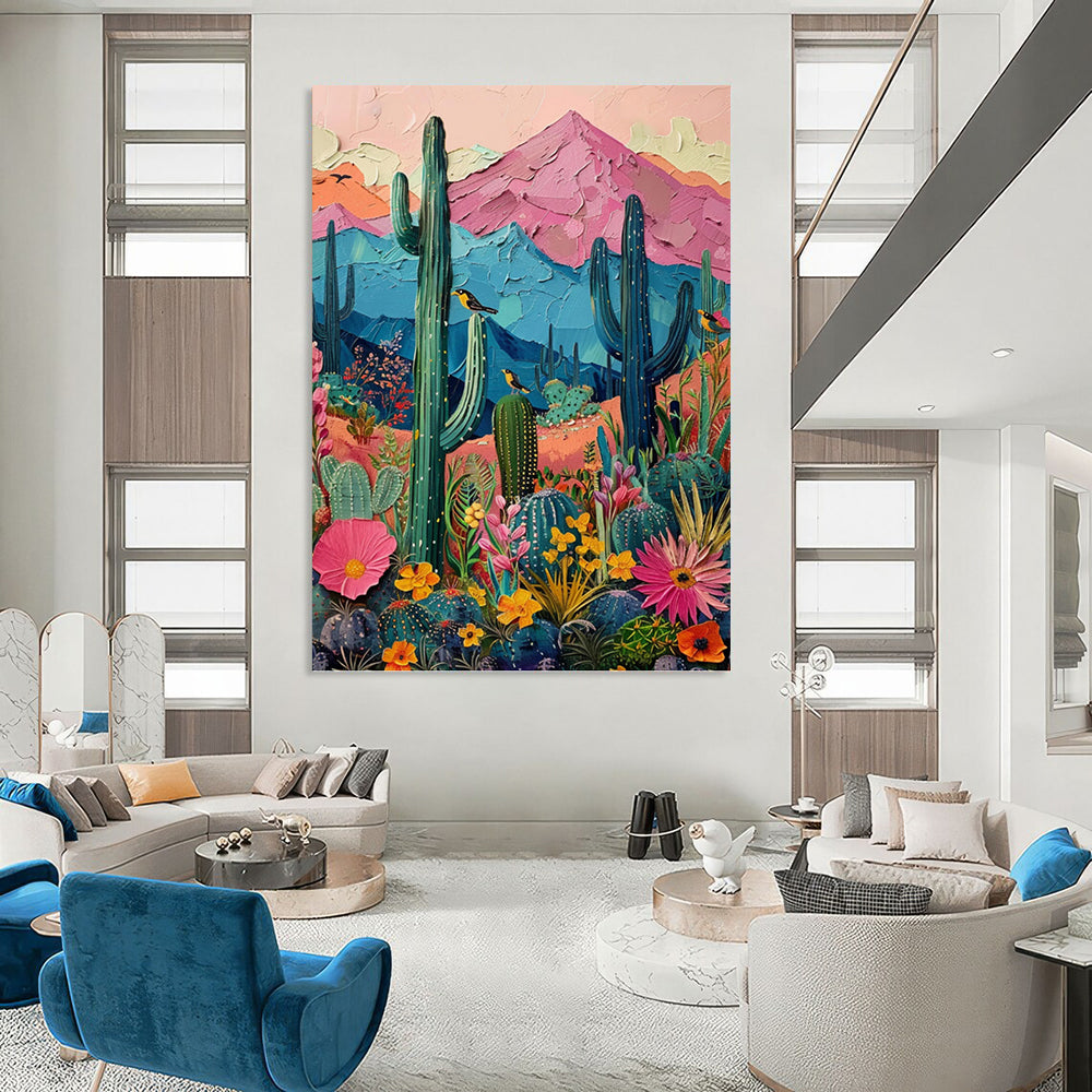 Colorful Desert Landscape - Impasto Landscape Painting On Canvas DKH1402