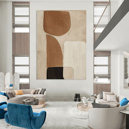 Neutral Tones Abstract Composition - Abstract Painting On Canvas DKH1494