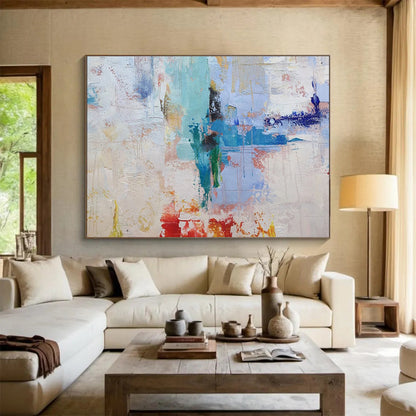 Pastel and Bold Color Abstract “Whimsical Chromatic Fusion” Painting On Canvas DKH113