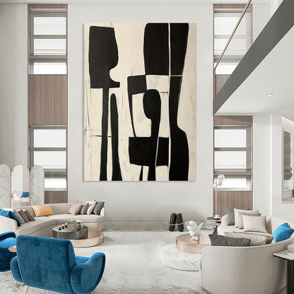“Black & White Organic Abstract” - Abstract Painting CT2368