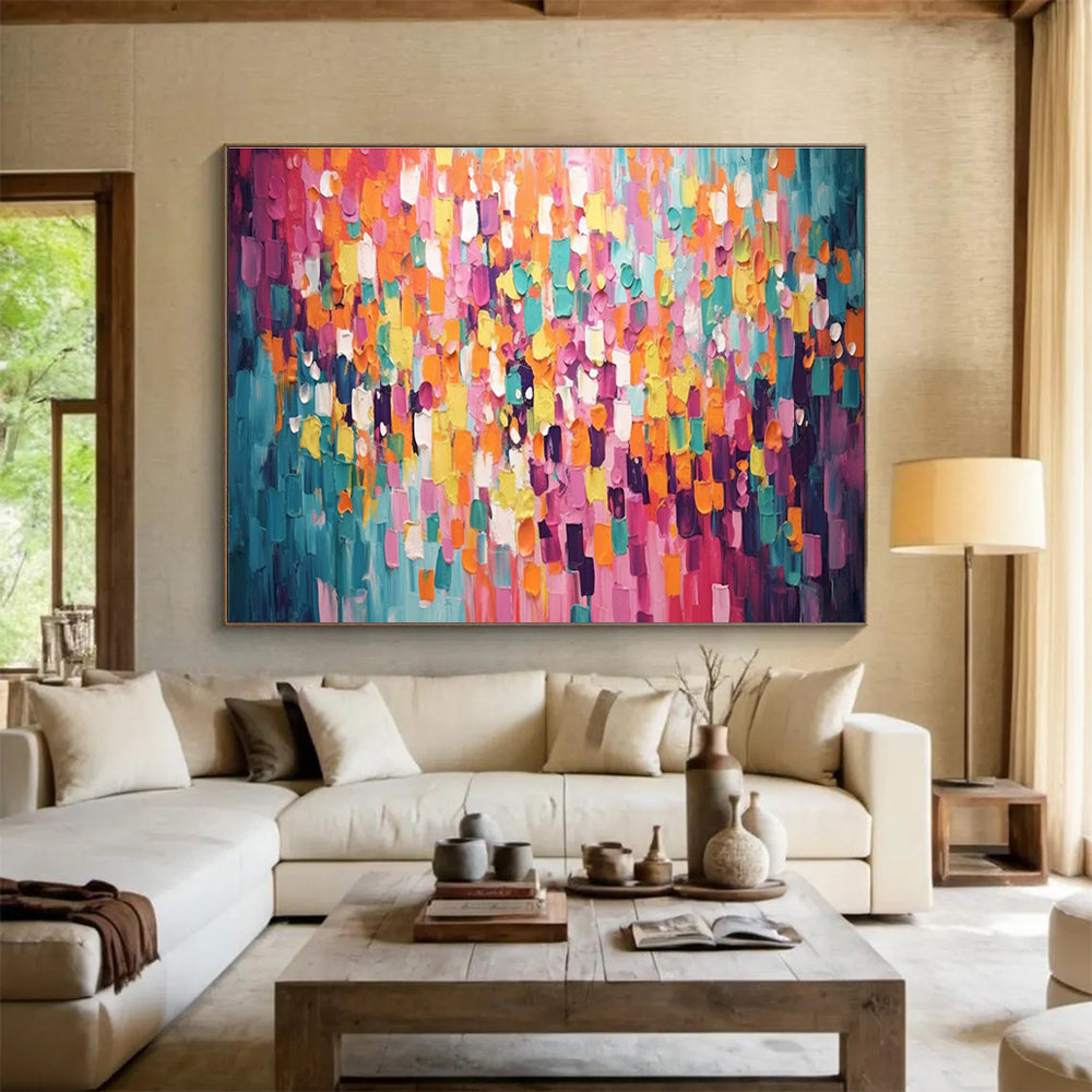 “Color Block Mosaic - Bright Square Abstract Painting On Canvas” DKH868