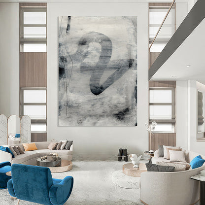 “Monochrome Gray Abstract Swirl” - Minimalist Abstract Painting On Canvas DTP189