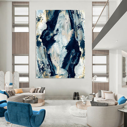 “Abstract Figure Silhouettes in Blue” - Abstract Expressionist Painting On Canvas DTP172