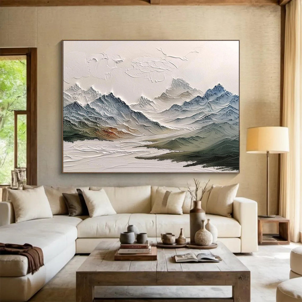 “Textured Mountain Range” Impasto Landscape Painting On Canvas DKH462