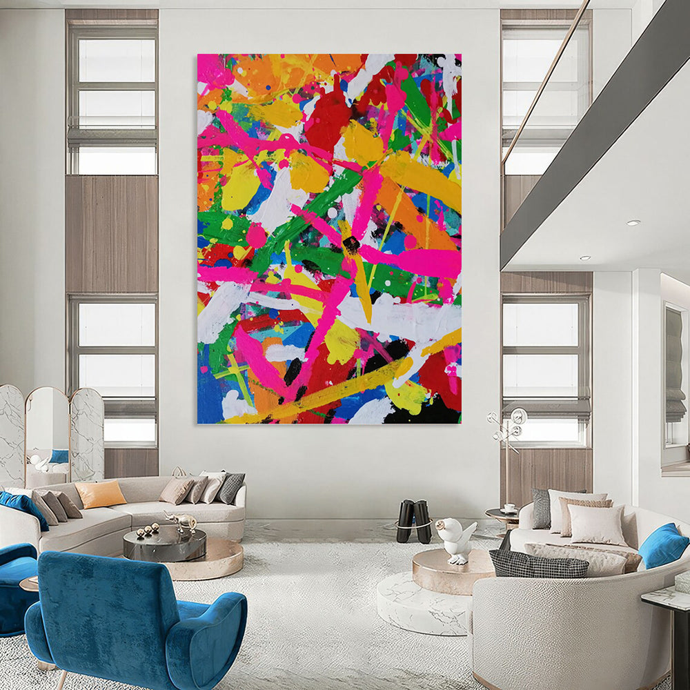 Color Explosion Splatter - Abstract Expressionist Painting On Canvas DKH1260