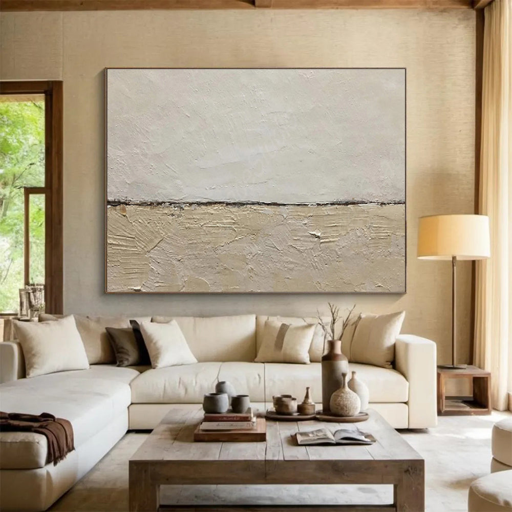 “Minimalist Textured Divide” Abstract Textured Painting On Canvas DKH452