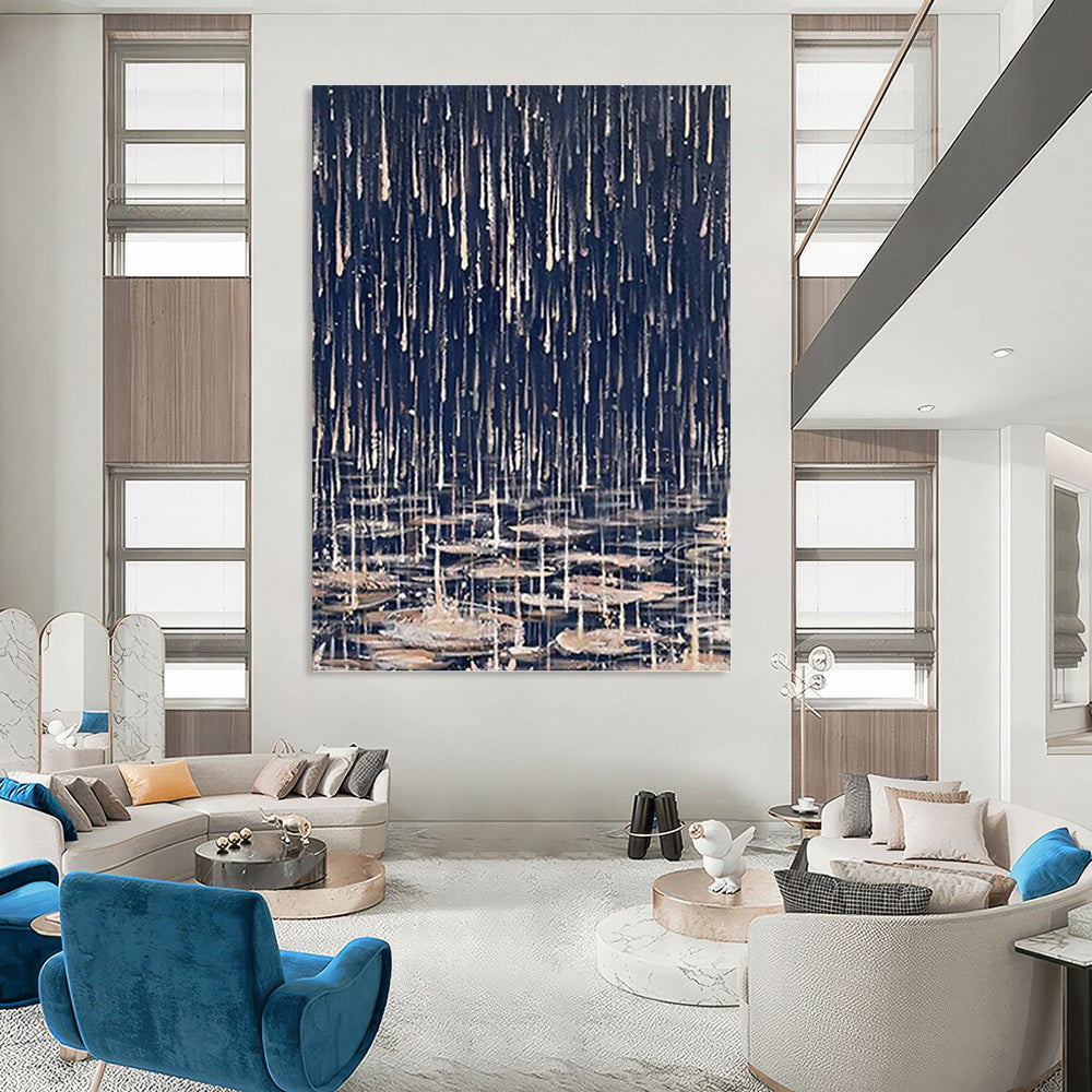 Rainy Night with Reflective Puddles Abstract - Abstract Painting On Canvas DKH1325