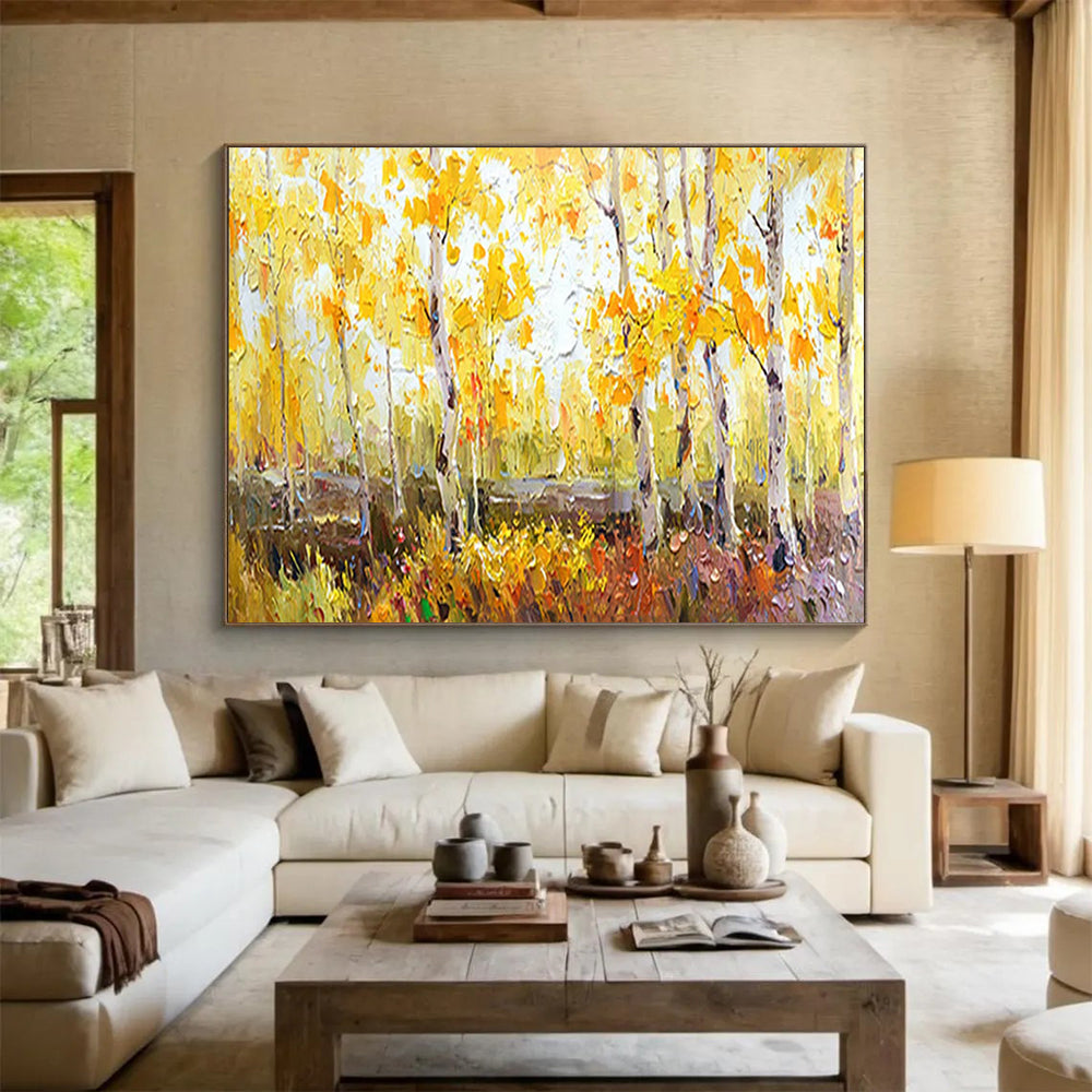 Golden Autumn Forest - Impressionist Landscape Painting On Canvas DLZ212