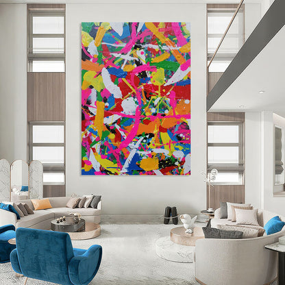 Color Explosion Splatter - Abstract Expressionist Painting On Canvas DKH1277